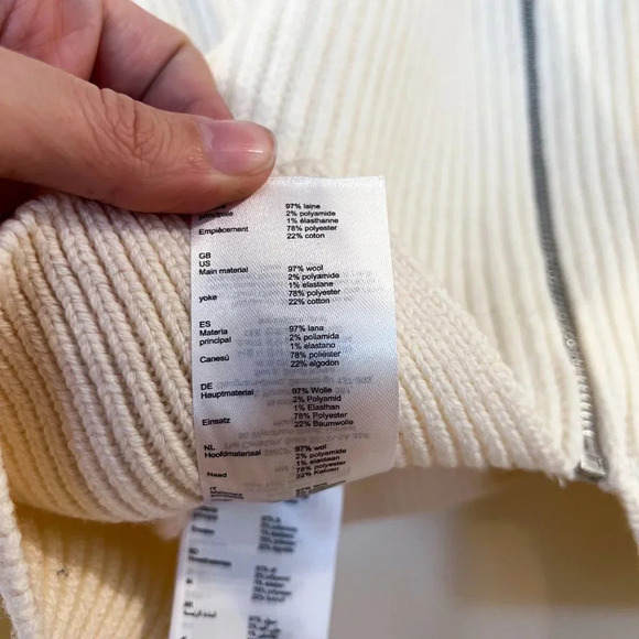 Maje x Schott Wool Blend Cream Satin Designer Cropped Pullover Cropped Sweater 1 - Picture 8 of 8